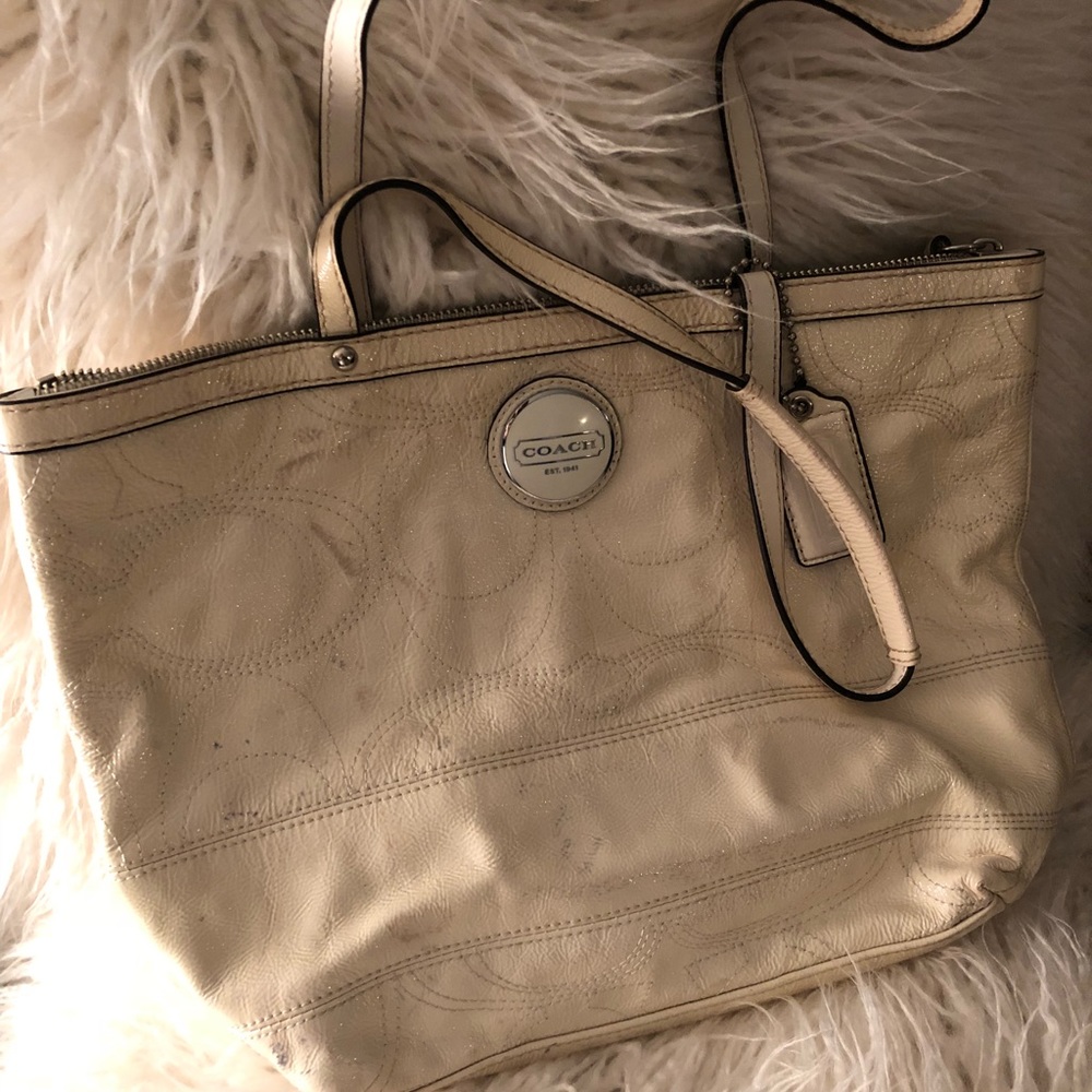 Authentic Cream Coach Tote Bag